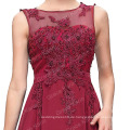 Grace Karin Plus Size Sleeveless V-Back Wein Red Chiffon Abendkleid für Fat Women CL007555-5